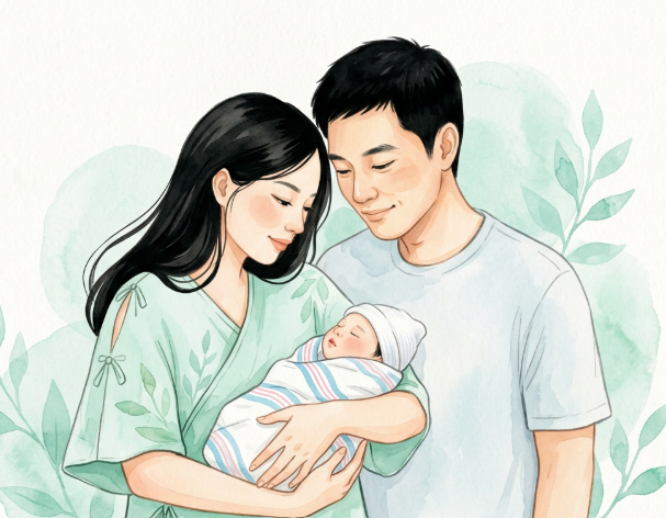 A parent holding a baby